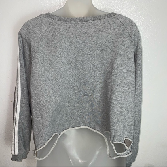 Generation Love grey distressed V neck sweatshirt with white varsity stripes - Picture 4 of 7